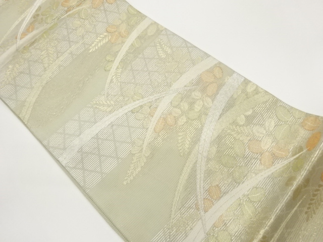 JAPANESE FUKURO OBI FOR SUMMER / WOVEN LEAVES